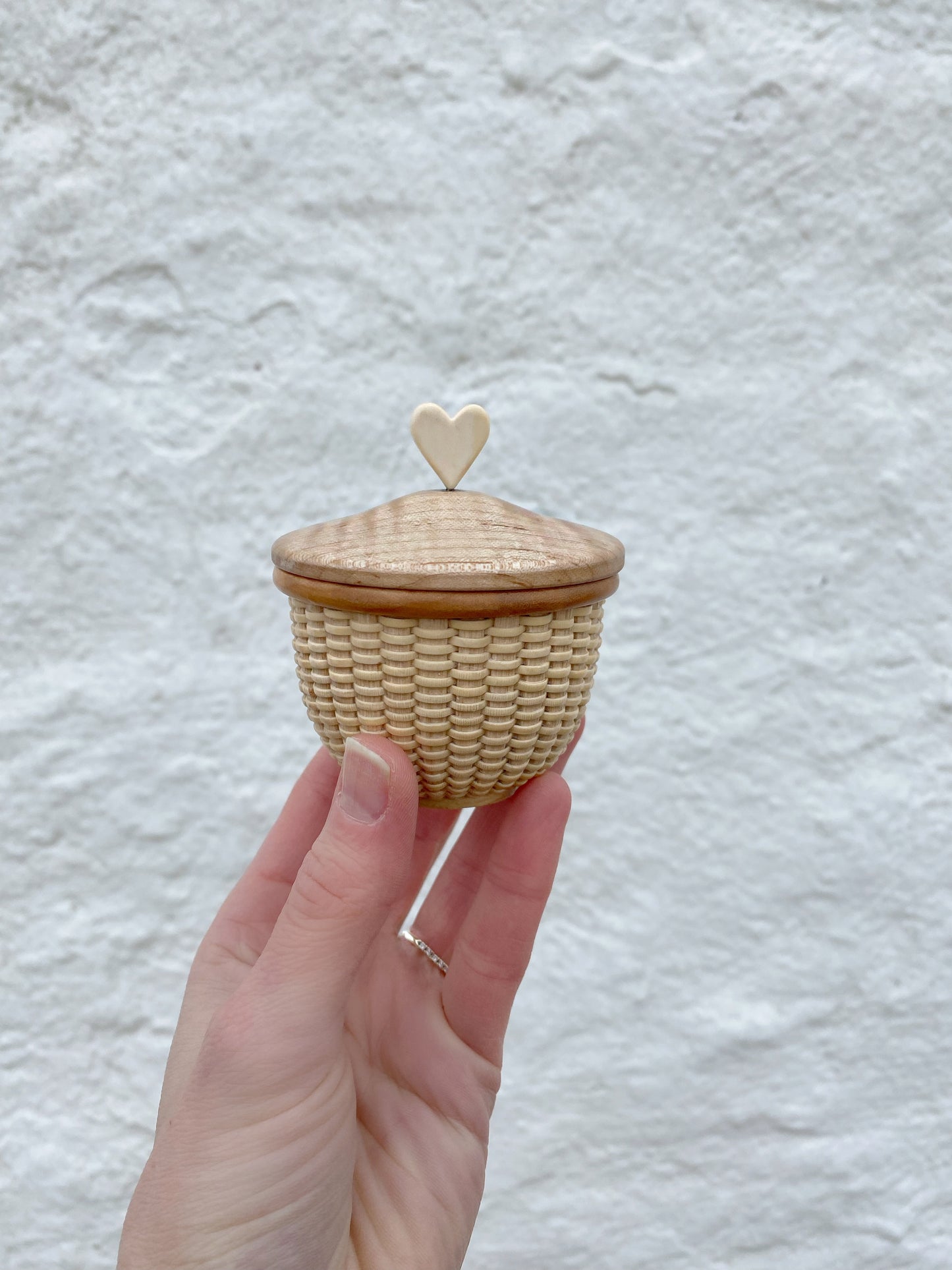 Handwoven Keepsake Basket with Maple wood